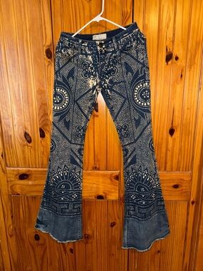 Free People bali discharge Flare Jeans